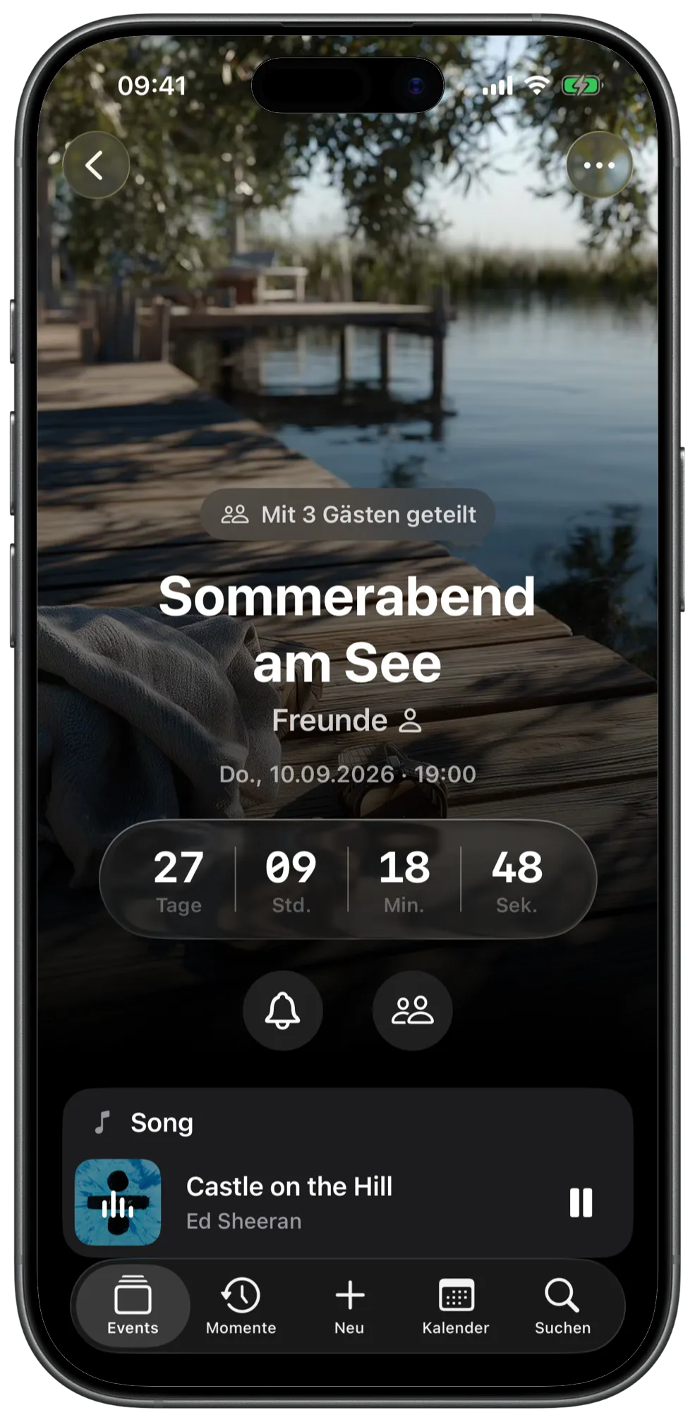Mit Freunden geteiltes Event mit gemeinsamem Countdown