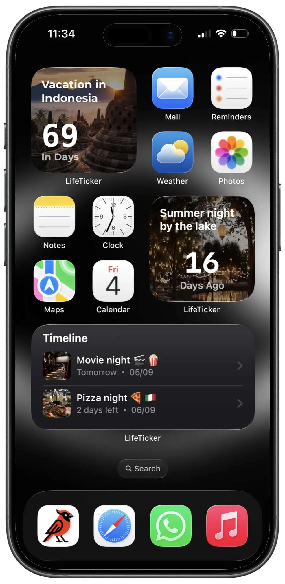 LifeTicker widgets on the iOS Home Screen