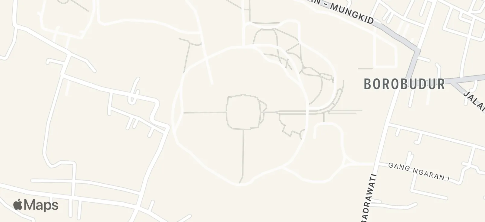 Map detail showing Borobudur Temple
